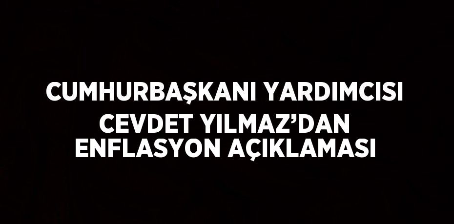 CUMHURBAŞKANI YARDIMCISI CEVDET YILMAZ’DAN ENFLASYON AÇIKLAMASI