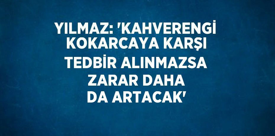 YILMAZ: 'KAHVERENGİ KOKARCAYA KARŞI TEDBİR ALINMAZSA ZARAR DAHA DA ARTACAK'