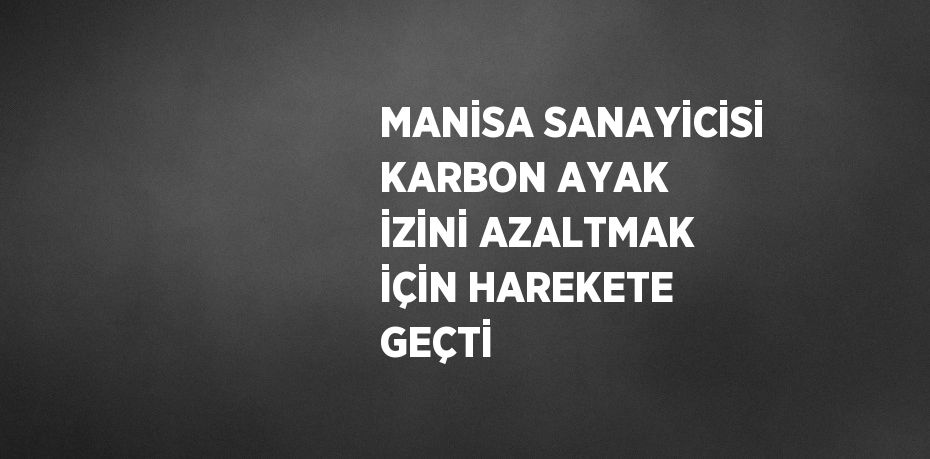 MANİSA SANAYİCİSİ KARBON AYAK İZİNİ AZALTMAK İÇİN HAREKETE GEÇTİ