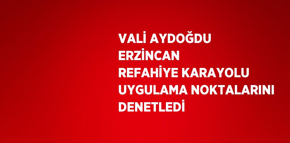 VALİ AYDOĞDU ERZİNCAN  REFAHİYE KARAYOLU UYGULAMA NOKTALARINI DENETLEDİ