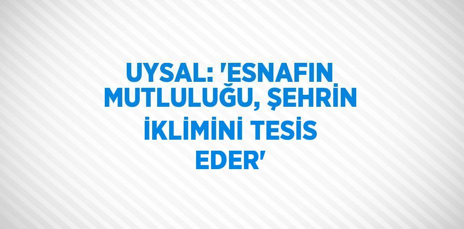 UYSAL: 'ESNAFIN MUTLULUĞU, ŞEHRİN İKLİMİNİ TESİS EDER'