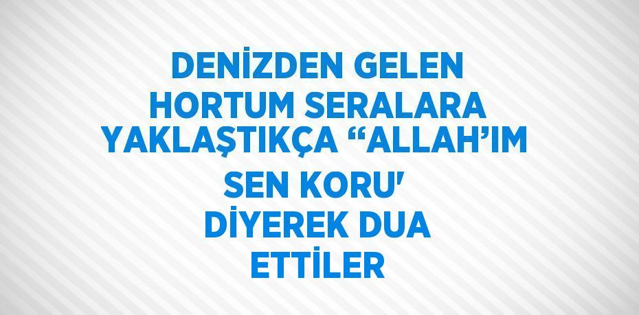 DENİZDEN GELEN HORTUM SERALARA YAKLAŞTIKÇA ‘‘ALLAH’IM SEN KORU' DİYEREK DUA ETTİLER