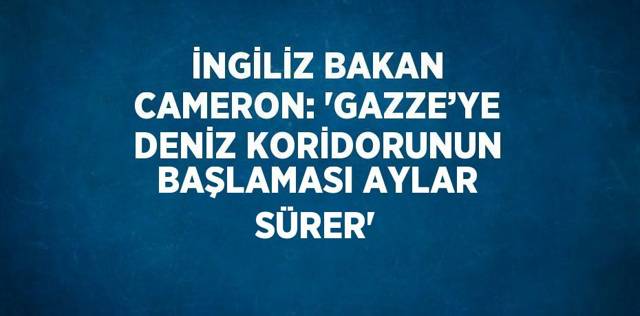 İNGİLİZ BAKAN CAMERON: 'GAZZE’YE DENİZ KORİDORUNUN BAŞLAMASI AYLAR SÜRER'