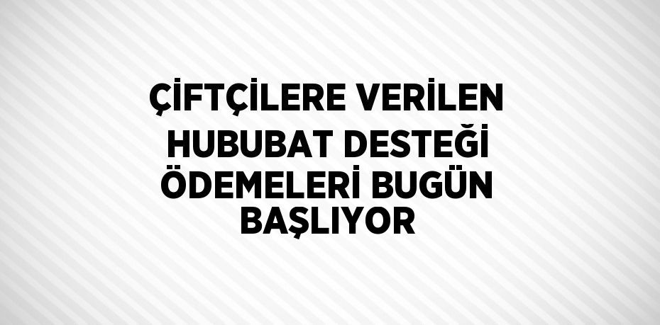 ÇİFTÇİLERE VERİLEN HUBUBAT DESTEĞİ ÖDEMELERİ BUGÜN BAŞLIYOR