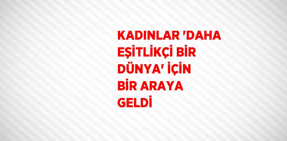 KADINLAR 'DAHA EŞİTLİKÇİ BİR DÜNYA' İÇİN BİR ARAYA GELDİ