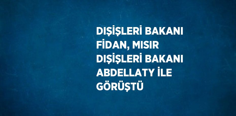 DIŞİŞLERİ BAKANI FİDAN, MISIR DIŞİŞLERİ BAKANI ABDELLATY İLE GÖRÜŞTÜ