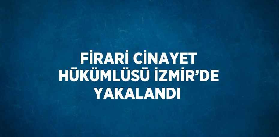 FİRARİ CİNAYET HÜKÜMLÜSÜ İZMİR’DE YAKALANDI