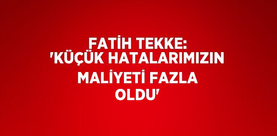 FATİH TEKKE: 'KÜÇÜK HATALARIMIZIN MALİYETİ FAZLA OLDU'