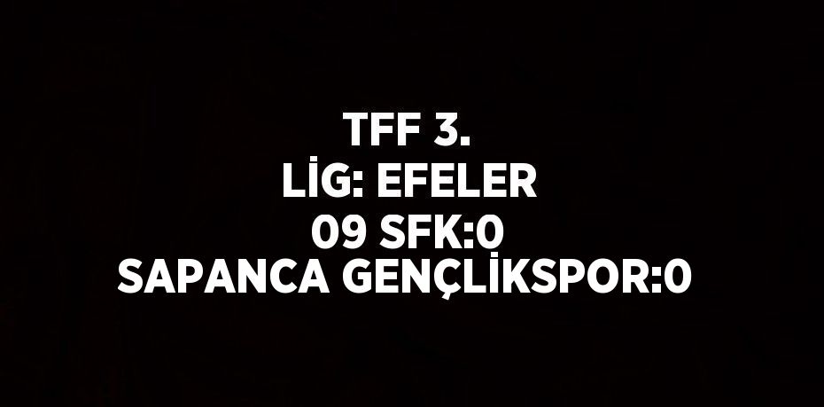 TFF 3. LİG: EFELER 09 SFK:0 SAPANCA GENÇLİKSPOR:0