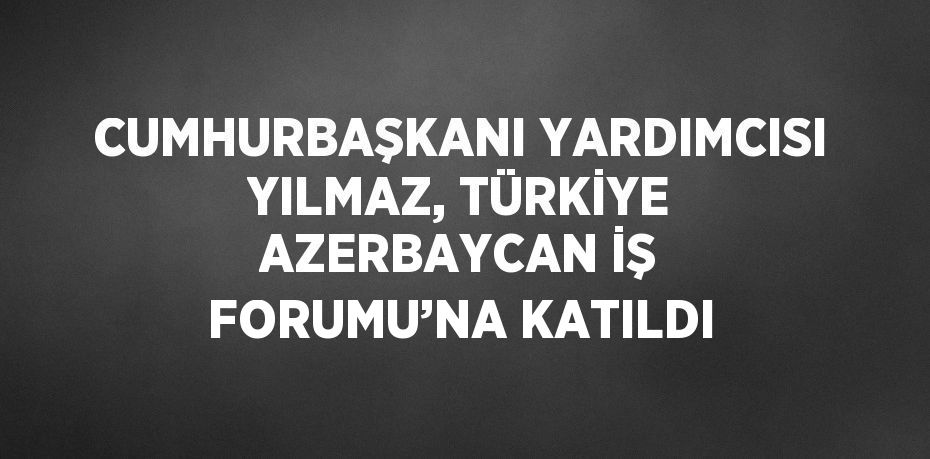 CUMHURBAŞKANI YARDIMCISI YILMAZ, TÜRKİYE AZERBAYCAN İŞ FORUMU’NA KATILDI