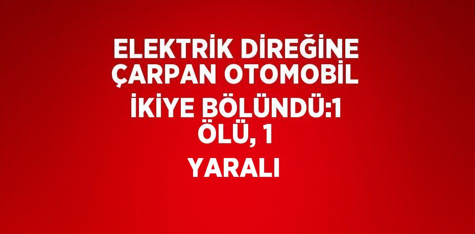 ELEKTRİK DİREĞİNE ÇARPAN OTOMOBİL İKİYE BÖLÜNDÜ:1 ÖLÜ, 1 YARALI