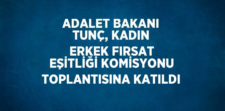 ADALET BAKANI TUNÇ, KADIN ERKEK FIRSAT EŞİTLİĞİ KOMİSYONU TOPLANTISINA KATILDI