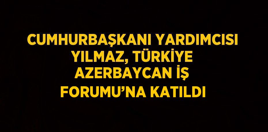 CUMHURBAŞKANI YARDIMCISI YILMAZ, TÜRKİYE AZERBAYCAN İŞ FORUMU’NA KATILDI