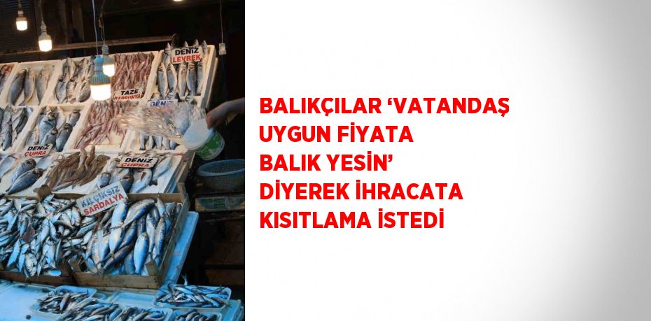 BALIKÇILAR ‘VATANDAŞ UYGUN FİYATA BALIK YESİN’ DİYEREK İHRACATA KISITLAMA İSTEDİ