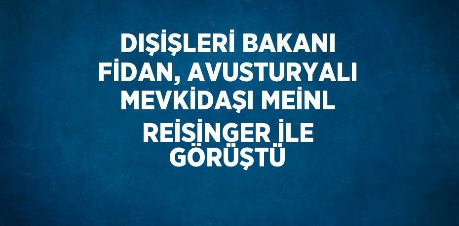 DIŞİŞLERİ BAKANI FİDAN, AVUSTURYALI MEVKİDAŞI MEİNL REİSİNGER İLE GÖRÜŞTÜ