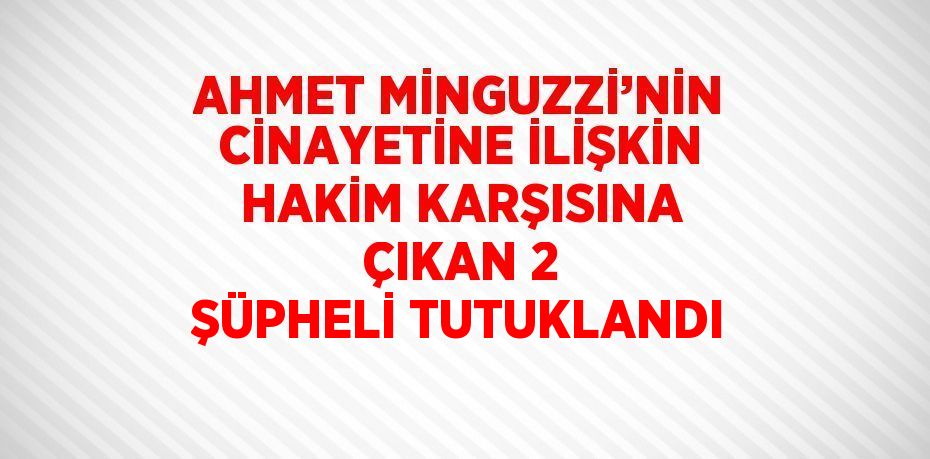 AHMET MİNGUZZİ’NİN CİNAYETİNE İLİŞKİN HAKİM KARŞISINA ÇIKAN 2 ŞÜPHELİ TUTUKLANDI