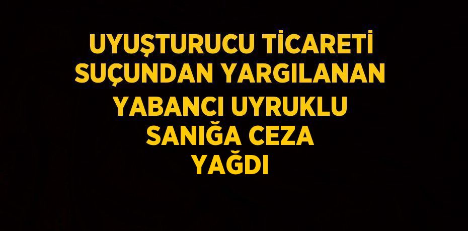 UYUŞTURUCU TİCARETİ SUÇUNDAN YARGILANAN YABANCI UYRUKLU SANIĞA CEZA YAĞDI