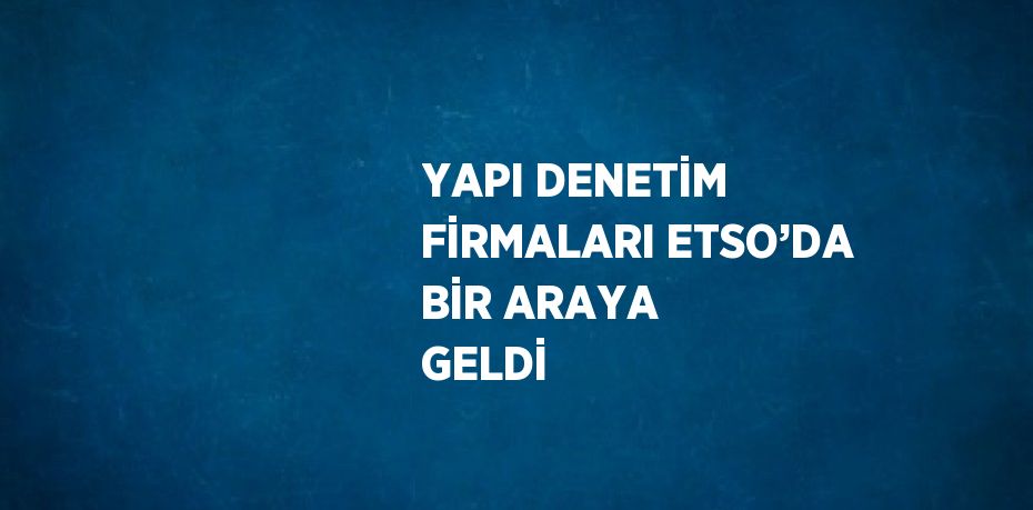 YAPI DENETİM FİRMALARI ETSO’DA BİR ARAYA GELDİ