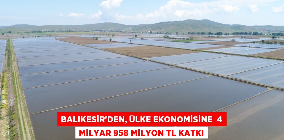 BALIKESİR’DEN, ÜLKE EKONOMİSİNE  4 MİLYAR 958 MİLYON TL KATKI