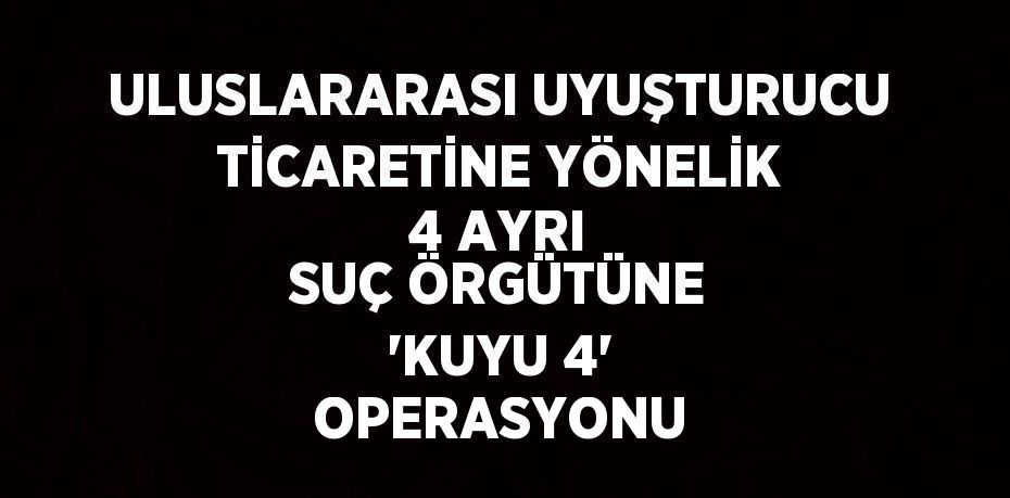 ULUSLARARASI UYUŞTURUCU TİCARETİNE YÖNELİK 4 AYRI SUÇ ÖRGÜTÜNE 'KUYU 4' OPERASYONU