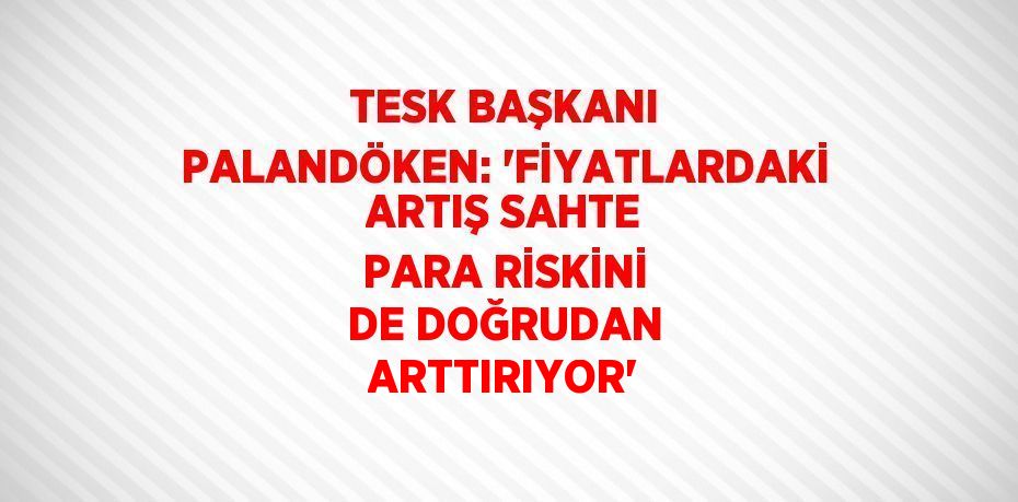 TESK BAŞKANI PALANDÖKEN: 'FİYATLARDAKİ ARTIŞ SAHTE PARA RİSKİNİ DE DOĞRUDAN ARTTIRIYOR'