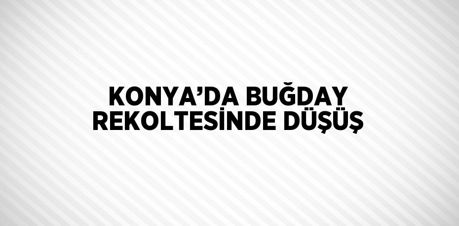 KONYA’DA BUĞDAY REKOLTESİNDE DÜŞÜŞ