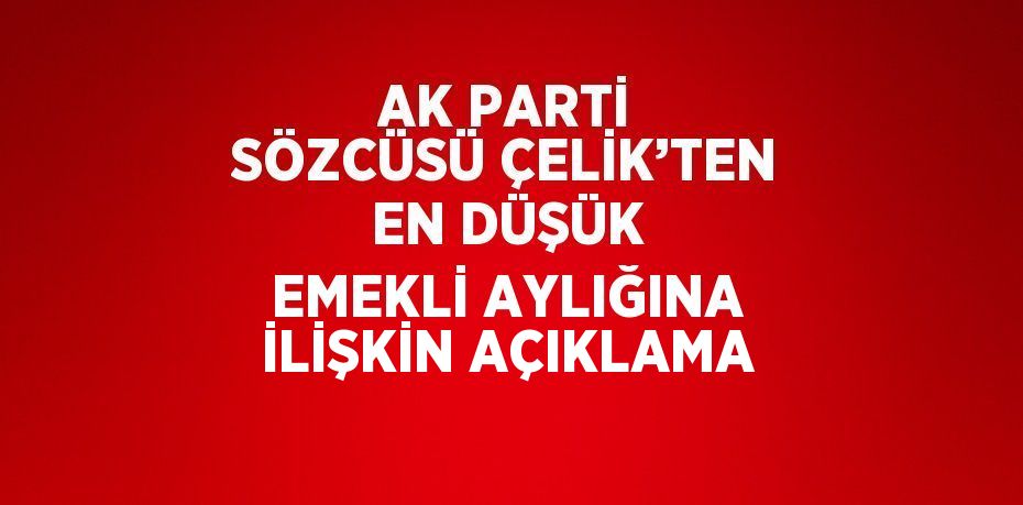 AK PARTİ SÖZCÜSÜ ÇELİK’TEN EN DÜŞÜK EMEKLİ AYLIĞINA İLİŞKİN AÇIKLAMA