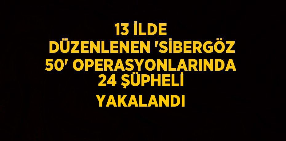 13 İLDE DÜZENLENEN 'SİBERGÖZ 50' OPERASYONLARINDA 24 ŞÜPHELİ YAKALANDI