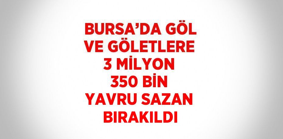 BURSA’DA GÖL VE GÖLETLERE 3 MİLYON 350 BİN YAVRU SAZAN BIRAKILDI