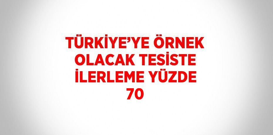 TÜRKİYE’YE ÖRNEK OLACAK TESİSTE İLERLEME YÜZDE 70