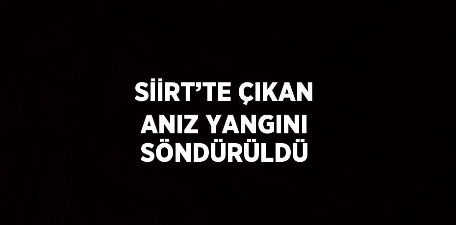 SİİRT’TE ÇIKAN ANIZ YANGINI SÖNDÜRÜLDÜ