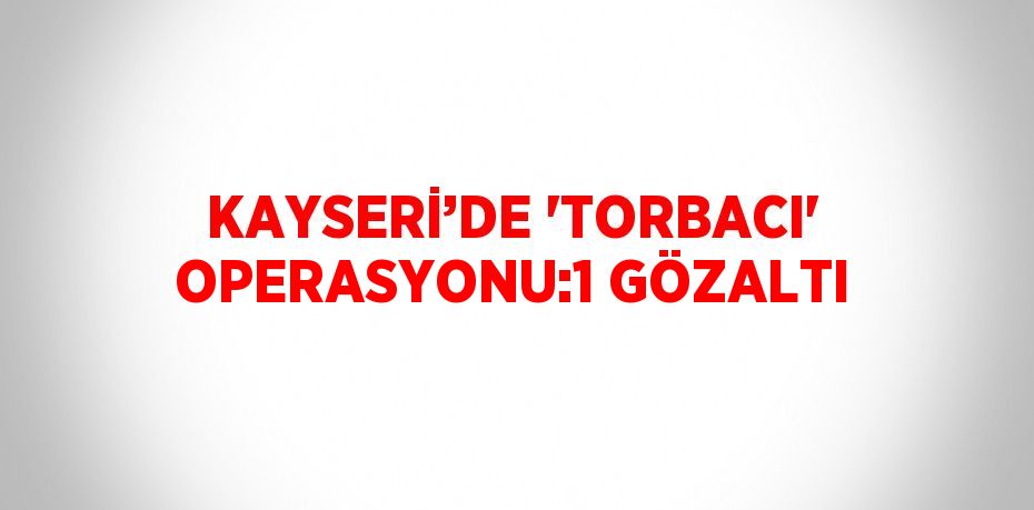 KAYSERİ’DE 'TORBACI' OPERASYONU:1 GÖZALTI