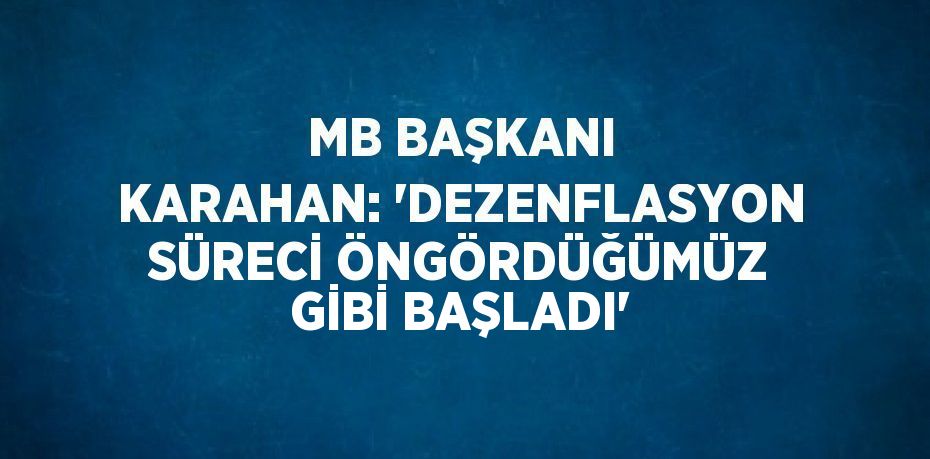 MB BAŞKANI KARAHAN: 'DEZENFLASYON SÜRECİ ÖNGÖRDÜĞÜMÜZ GİBİ BAŞLADI'