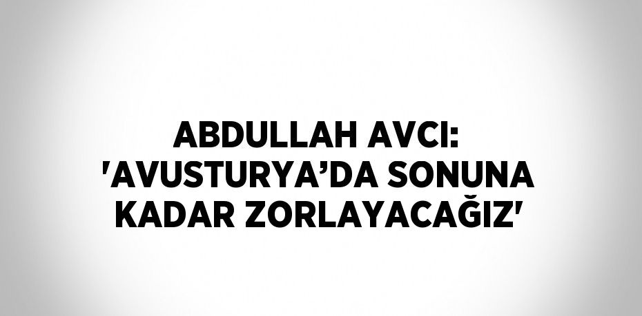 ABDULLAH AVCI: 'AVUSTURYA’DA SONUNA KADAR ZORLAYACAĞIZ'