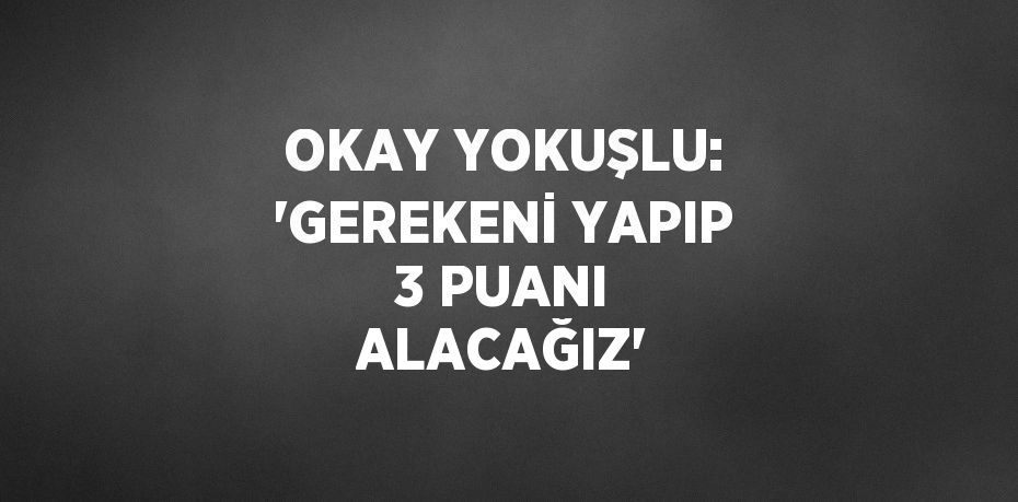 OKAY YOKUŞLU: 'GEREKENİ YAPIP 3 PUANI ALACAĞIZ'