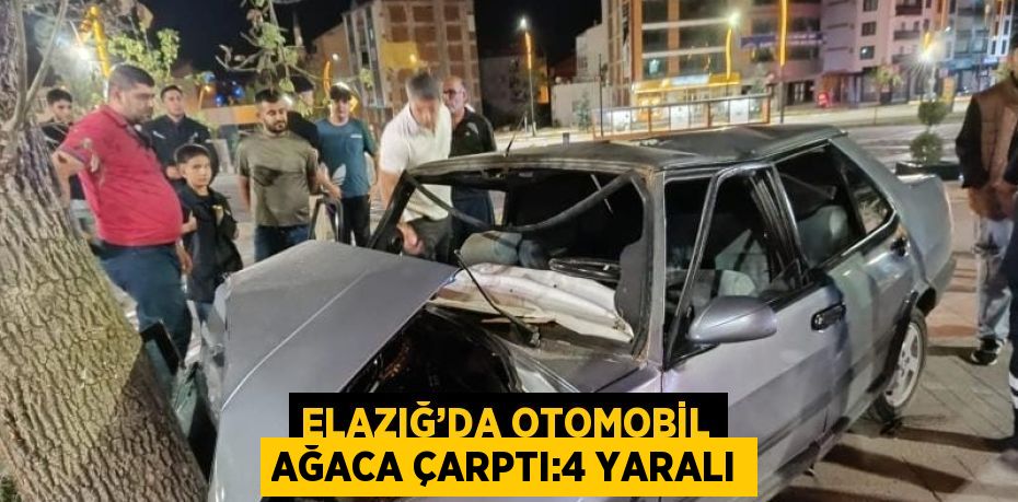 ELAZIĞ’DA OTOMOBİL AĞACA ÇARPTI:4 YARALI