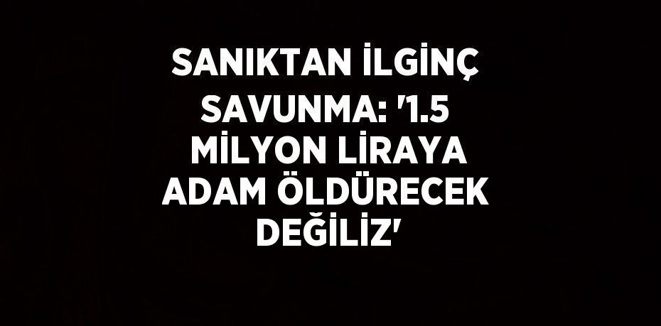 SANIKTAN İLGİNÇ SAVUNMA: '1.5 MİLYON LİRAYA ADAM ÖLDÜRECEK DEĞİLİZ'