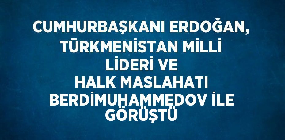 CUMHURBAŞKANI ERDOĞAN, TÜRKMENİSTAN MİLLİ LİDERİ VE HALK MASLAHATI BERDİMUHAMMEDOV İLE GÖRÜŞTÜ