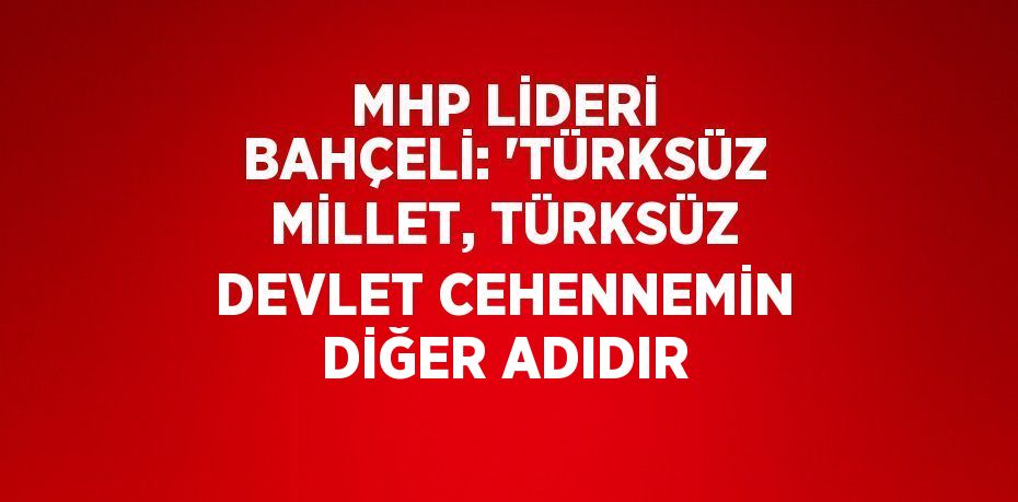 MHP LİDERİ BAHÇELİ: 'TÜRKSÜZ MİLLET, TÜRKSÜZ DEVLET CEHENNEMİN DİĞER ADIDIR