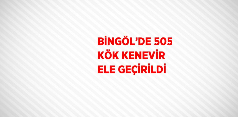 BİNGÖL’DE 505 KÖK KENEVİR ELE GEÇİRİLDİ