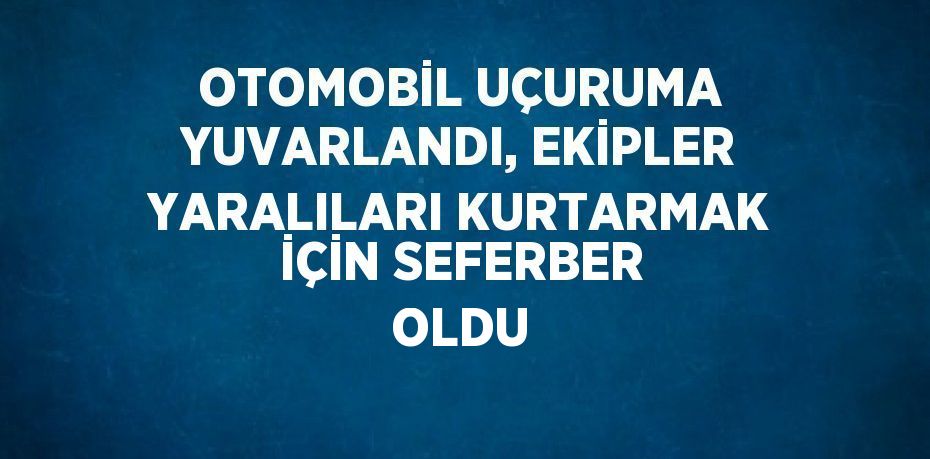 OTOMOBİL UÇURUMA YUVARLANDI, EKİPLER YARALILARI KURTARMAK İÇİN SEFERBER OLDU