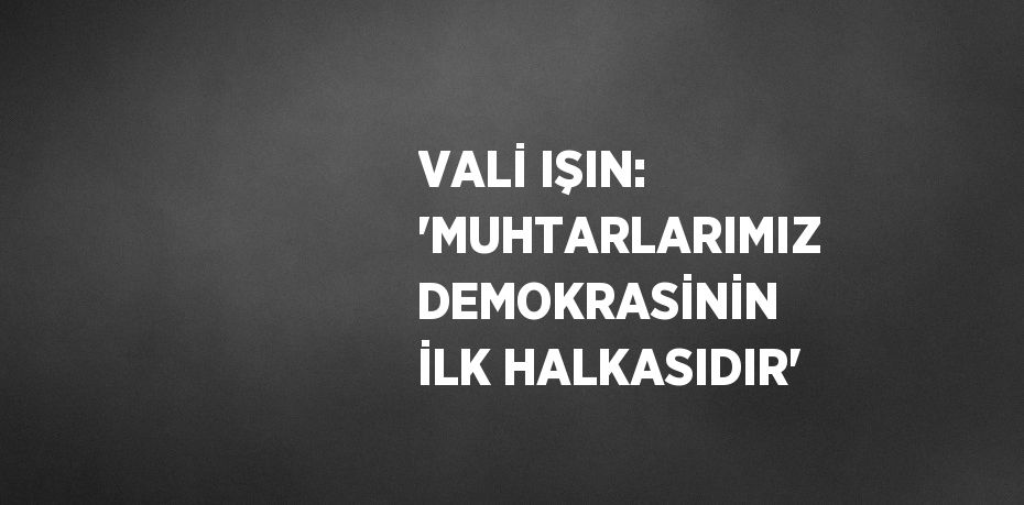 VALİ IŞIN: 'MUHTARLARIMIZ DEMOKRASİNİN İLK HALKASIDIR'