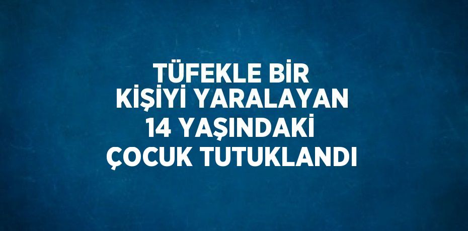 TÜFEKLE BİR KİŞİYİ YARALAYAN 14 YAŞINDAKİ ÇOCUK TUTUKLANDI