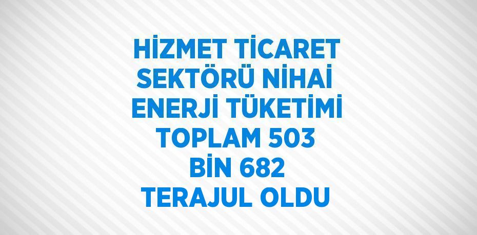 HİZMET TİCARET SEKTÖRÜ NİHAİ ENERJİ TÜKETİMİ TOPLAM 503 BİN 682 TERAJUL OLDU