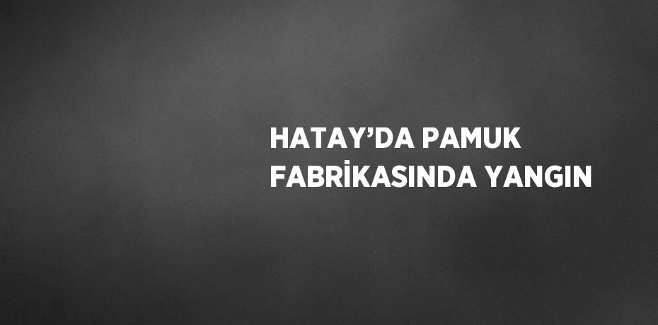 HATAY’DA PAMUK FABRİKASINDA YANGIN