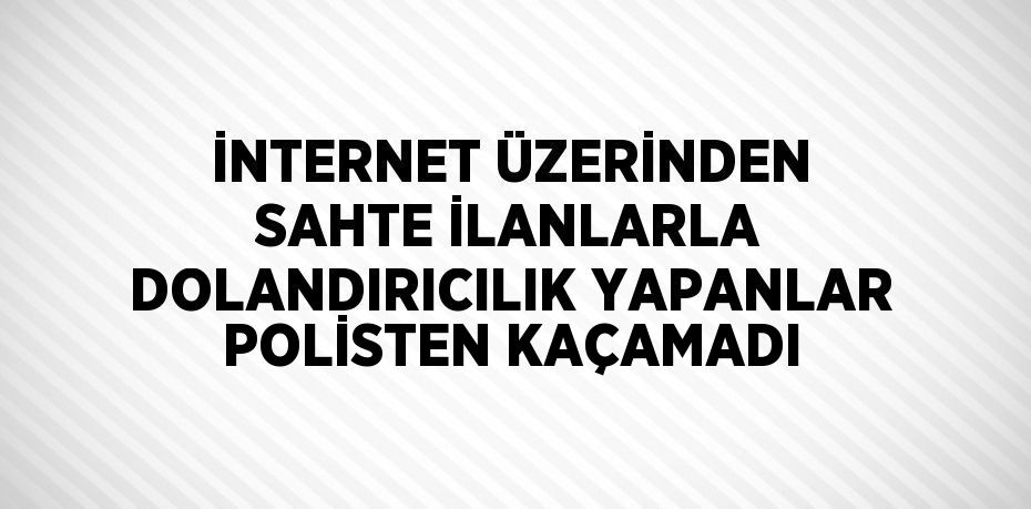 İNTERNET ÜZERİNDEN SAHTE İLANLARLA DOLANDIRICILIK YAPANLAR POLİSTEN KAÇAMADI