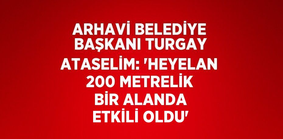 ARHAVİ BELEDİYE BAŞKANI TURGAY ATASELİM: 'HEYELAN 200 METRELİK BİR ALANDA ETKİLİ OLDU'