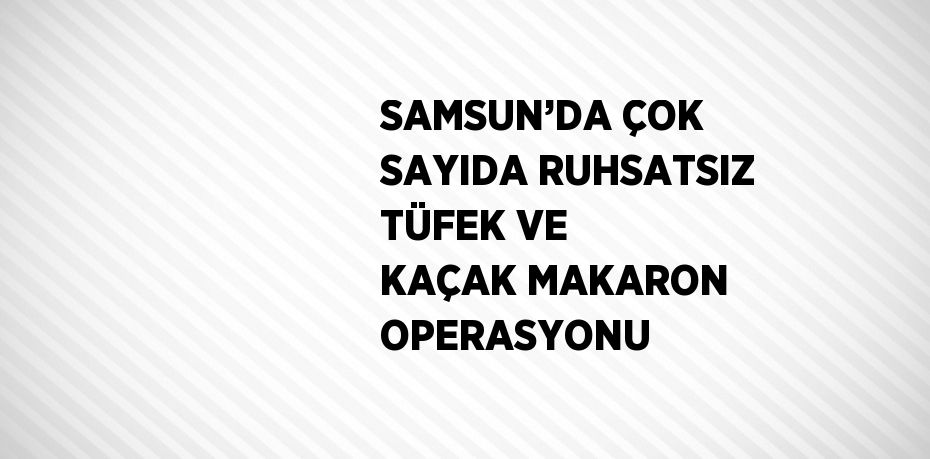 SAMSUN’DA ÇOK SAYIDA RUHSATSIZ TÜFEK VE KAÇAK MAKARON OPERASYONU