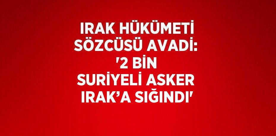 IRAK HÜKÜMETİ SÖZCÜSÜ AVADİ: '2 BİN SURİYELİ ASKER IRAK’A SIĞINDI'