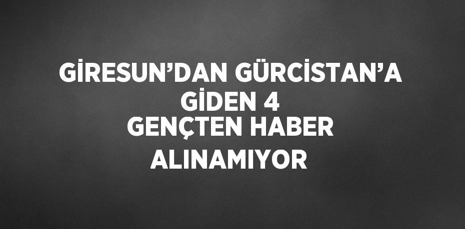 GİRESUN’DAN GÜRCİSTAN’A GİDEN 4 GENÇTEN HABER ALINAMIYOR